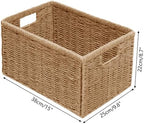 Vagusicc 2 Packs Large Wicker Storage Basket, Closet Storage Baskets Bins for Shelves, Decorative Collapsible Baskets for Organizing Clothes Toy Nursery Bathroom Organizers and Storage, Natural - Image 2