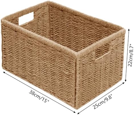 Vagusicc 2 Packs Large Wicker Storage Basket, Closet Storage Baskets Bins for Shelves, Decorative Collapsible Baskets for Organizing Clothes Toy Nursery Bathroom Organizers and Storage, Natural - Image 2