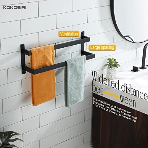 KOKOSIRI Towel Bars Black Bath Towel Holders 20 Inches Bathroom 2-Tiers Ladder Towel Rails Wall Mounted Towels Shelves Rack Stainless Steel, B5008BK-L20 - Image 6