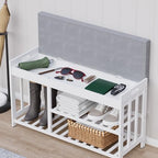 Bamboo Shoe Storage Bench with Cushioned Seat 3-Tier Entryway Shoe Rack - Image 3
