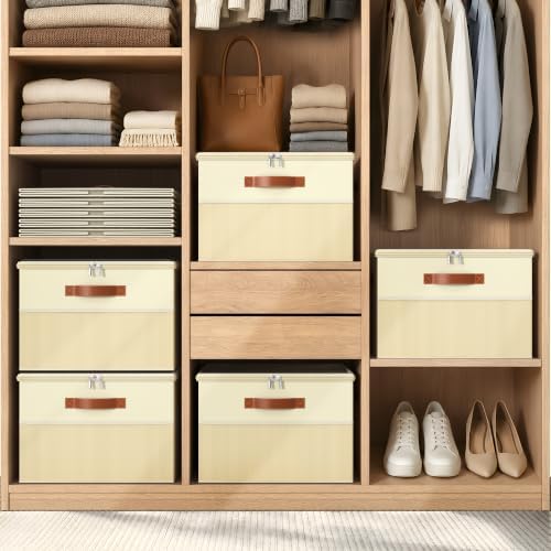 Shoe Organizer for Closet,2 Pack Foldable Shoe Storage Organizer Box Bin with Adjustable Dividers and Clear Cover, Fits up to 16-32 Pairs（Beige） - Image 6
