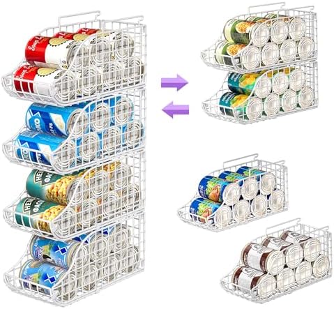 Sonyabecca 4-Pack Stackable Can Rack Organizer for Kitchen Pantry，White - Image 6