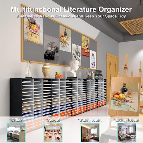 Mail Sorter Wood Literature Organizer, Student Mailbox for Classroom, Desktop Bill Paper sorter for Office Home School, 48 Compartments, White - Image 2