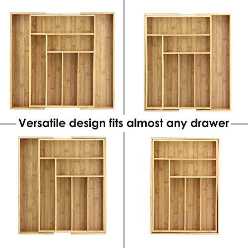 Totally Bamboo Kitchen Drawer Organizer, Expandable Silverware Organizer and Utensil Holder, 8 Compartments with Dividers - Image 4