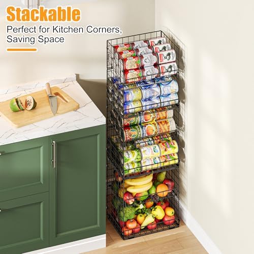 JKsmart 6-Tier XXL Stackable Wire Basket, Snack Organizer for Countertop - Image 5