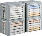 Yecaye Clothing Storage Bin with Lid, Clothes Storage Grey, 40L, 4 Pack by Yecaye