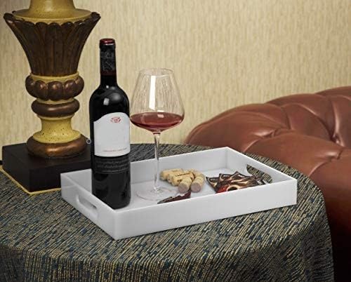 KEVLANG Glossy White Sturdy Acrylic Serving Tray with Handles-10x15Inch-Serving Coffee Appetizer Breakfast Butler-Kitchen Countertop-Makeup Drawer Organizer-Vanity Table Tray-Ottoman Tray - Image 4