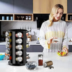 Handisen Rotating Spice Rack Organizer for Cabinet, Spice Racks Storage with 20 Jars, Spinning Spice rack for Kitchen Countertop, Spice Holder,Seasoing Storage Racks, Silver - Image 2