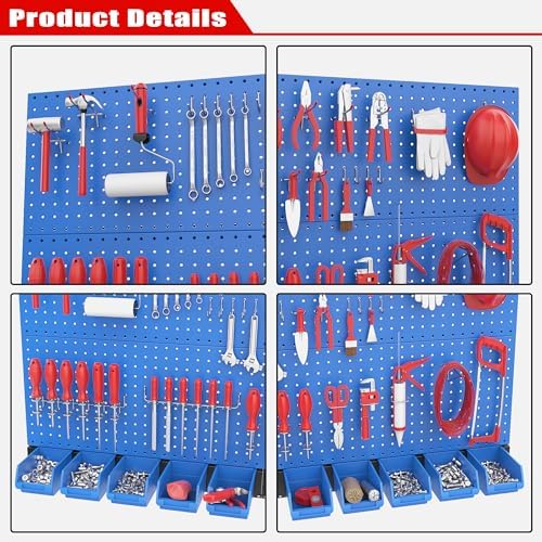 Ultrawall Pegboard Wall Organizer, Blue Metal Peg board Panels - Image 5