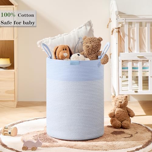 Blue Hamper Tall Woven Laundry Basket 80L Large - Image 6