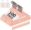 VECELO Premium Velvet Suit Hangers Heavy Duty (100 Pack) - Non Slip & Space-Saving Clothes Hangers with 12 Finger Clips and 2 Tie Rack Excellent for Men and Women (Pink) by VECELO
