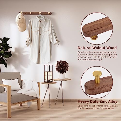 Wall Mounted Coat Rack, Metal Wood with 4 Hooks - Image 4
