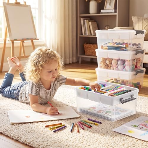 Citylife 17QT 2Packs Clear Craft Organizers and Storage Box with Tray - Image 7