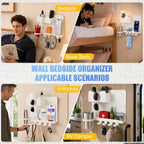 Metal Bedside Wall Shelf, No Drill Floating Bedside Shelf Wall Organizer - Image 6