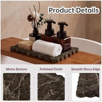 Rectangle Marble Tray with Scalloped Edge, Dark Brown Decorative Tray for Bathroom Vanity, Kitchen Counter, Dresser Top Organizer, Perfume Jewelry Holder, 11x8 Inch Natural Stone Home Décor - Image 2