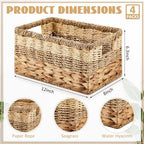 Suzile 4 Pack Wicker Storage Baskets, Water Hyacinth Seagrass, M - Image 2