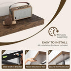 RICHFOCUS 72Inch Floating Shelves for Wall 2Pack|Rustic Brown|8" D - Image 5