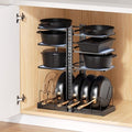 LAMU Pots and Pans Organizer under Cabinet, Adjustable Height Up to 24'', 6 Tier Pot Organizer Rack with 6 Horizontal Dividers, Adjustable Pot and Pan Organizer for Kitchen Storage, Black by YourHome-OrganizationHelper