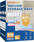 HOUSE DAY 10 Medium Vacuum Seal Bags For Clothing Travel, 80% Space Saving Travel Vacuum Bags with Electric Pump, Vacuum Storage Bags For Clothes, Blankets, Moving, Camping, Toys, Reusable & Durable by HOUSEDAY