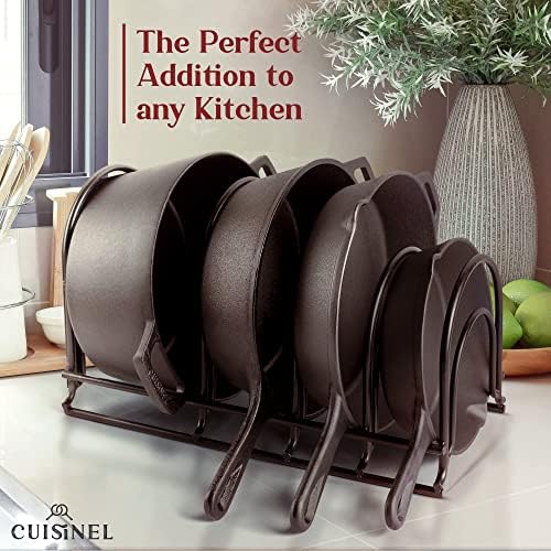 Cuisinel Pan Organizer for Cast Iron, XL 5-Tier Rack, Matte Black 15.9" - Image 6