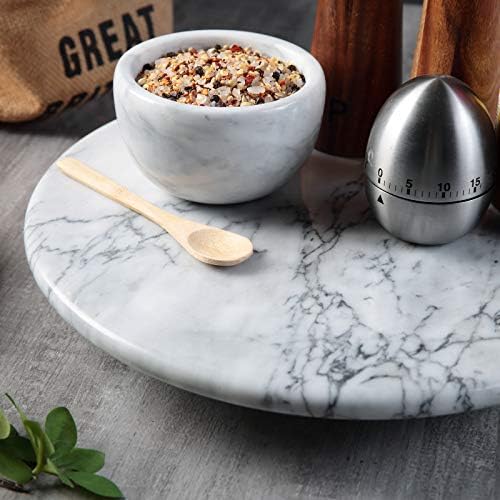 jalz jalz 12'' Marble Lazy Susan for Countertop Kitchen Turntable Storage Turner countertop Organizer Convenient Serving Rotation Spinning Tabletop Organizer Swiveling Serving Tray Revolving Platter - Image 4
