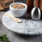 jalz jalz 12'' Marble Lazy Susan for Countertop Kitchen Turntable Storage Turner countertop Organizer Convenient Serving Rotation Spinning Tabletop Organizer Swiveling Serving Tray Revolving Platter - Image 4