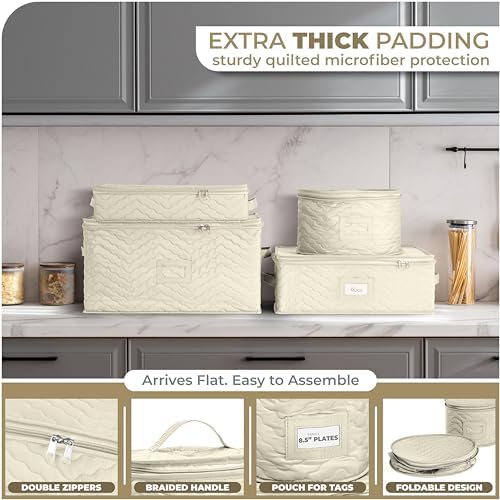 Sorbus China Storage Containers, Dinnerware Storage Set (8 Piece, Beige) - Image 5