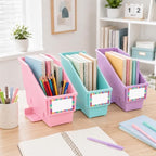 gisgfim 12 Pcs Non-Tip Book Bins with Stabilizer Wings (Pastel) - Image 5