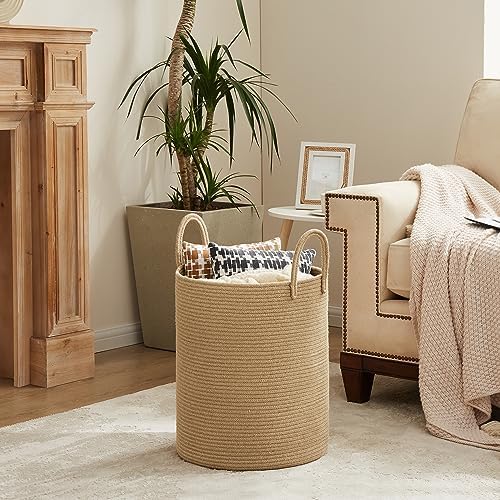 YOUDENOVA Cotton Laundry Hamper, 58L - Woven Collapsible Storage Basket - Jute Brown - Image 7