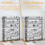 HCHQHS Bookshelf, Adjustable Industrial Bookcase, Vertical Tall Book Shelf, Wood and Black Metal Open Bookshelves for Home Office, Living Room, Bedroom (Grey, 6-Tier (47" W x 70" H)) - Image 6