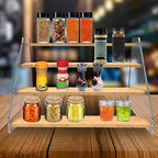 VAEHOLD Spice Rack Organizer for Cabinet & Countertop - Seasoning Organizer Spice Shelf - Space Saving Wooden Display Risers Shelf Showcase Fixtures Jewelry (4 Tier) (Pack of 2) - Image 3
