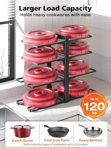 MUDEELA 8-Tier Heavy Duty Pots and Pans Organizer under Cabinet, Black - Image 4