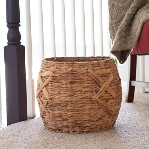 Household Essentials ML-4112 Hyacinth Round Floor Basket, X-Design, Brown - Image 7