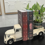 Decorative Book Ends Vintage Bookends: Metal Truck Book Stopper for Heavy Books - Farmhouse Decor for Shelf Table Coffee Bar Office Home - Gift for Adults Men Teen (Vintage White) - Image 4