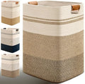 Laundry Hamper, 85L Tall Laundry Basket with Leather Handles, Rectangle Large Clothes Hamper for Organizing, Cotton Woven Laundry Baskets Storage Hampers for Bedroom, Nursery, Living Room by Degeyoyo