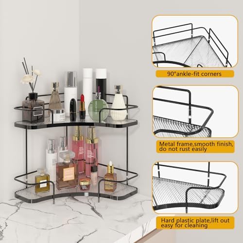 FOLLOWIN 2 Tier Corner Bathroom Counter Organizer, Corner Makeup Organizer - Image 6