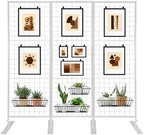 Room Divider Freestanding Gridwall, 3 Panel Folding Display Board Organizer with Base Feet, Privacy Screens Portable Freestanding Display Board Wire for Craft Shows Events Retail by Home