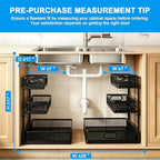 Under Sink Organizer,3-Tier Thickened Metal Pull out Cabinet OrganizerShelf - Image 5