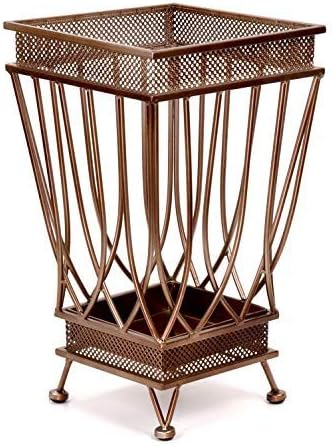 Dualplex Super Quality Umbrella Stand, Umbrella Holder, Antique Look Metal Entry Hallway Décor Square Style w/Removable Drip Tray Home Office Decoration Rack Holds Umbrellas Canes Walking Sticks by DualplexTalvania