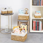 Vagusicc Wicker Storage Basket, Rectangular Wicker Baskets for Storage, Woven, Water Hyacinth and Seagrass Storage Baskets for Organizing, Cube Storage Bins for Closet/Clothes/Dresser, Beige, 5-Pack - Image 5