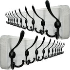 WEBI Coat Rack Wall Mounted,38 9/16" Long,10 Hooks,Wood Coat Hooks Wall Mounted Coat Hanger,Hook Rack Rail,Triple Hooks for Hanging Coats,Clothes,Jacket,Farmhouse,Black/White,2 Packs by WEBI