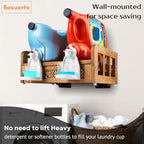 Wooden Laundry Detergent Holder Stand - Besuerte Farmhouse Wall Mounted Liquid Soap Holder, Laundry Room Storage Accessories Dispenser ((Nut Brown) - Image 5