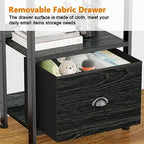 Furologee 4 Tier Bookshelf with Drawer, Small Narrow Bookcase, Black Oak - Image 4
