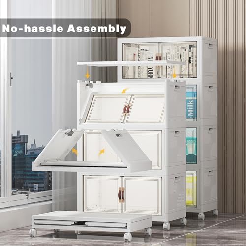 UAMFURI Stackable Storage Bins with Lid, 208QT Plastic Cabinet with Wheels - Image 4