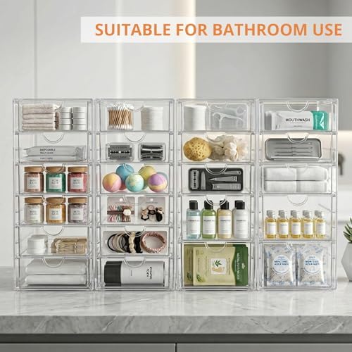 DOMNIU Acrylic Makeup Drawer Storage Organizer with 22 Drawers, 4 Set - Image 5
