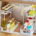 2 Pack Under Sink Organizer, 2 Tier Pull Out Cabinet Organizer with 5-Level Adjustable Height, Sliding Metal Storage Rack for Kitchen Bathroom Pantry, White by GUUKAR