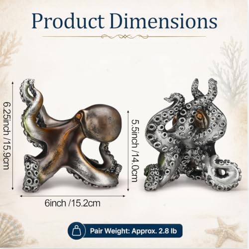 Maitys Decorative Octopus Bookends 6.25 Inch for Shelf Desk Decor - Image 3