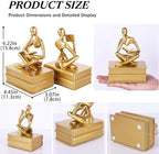 Reading Figurine Book Ends Book Lovers Gifts for Bookshelf Decorations for Readers, Graduates, Students, Teachers, Sculpture Home Decor for Shelves Desk Office Living Room (Gold) - Image 4