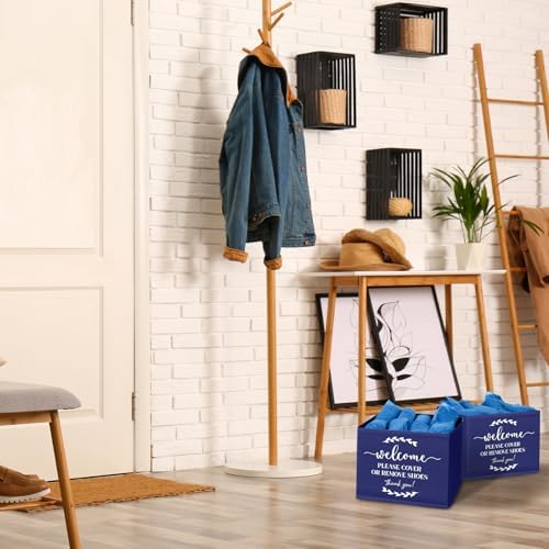 Suzile 6 Pcs Shoe Covers Box Foldable Storage Bin Indoor Disposable Shoe Cover Dispenser Holders for Open Houses Real Estate Agent Supplies Homeowner Booties(Dark Blue) - Image 3
