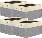 BALEINE 4 Pack Fabric Closet Storage Bins for Shelves, Linen Closet Organizers and Storage, Decorative Baskets for Organizing, Shelf, Clothes, Home, Office (Grey, 17''x13''x10.5'') by BALEINE